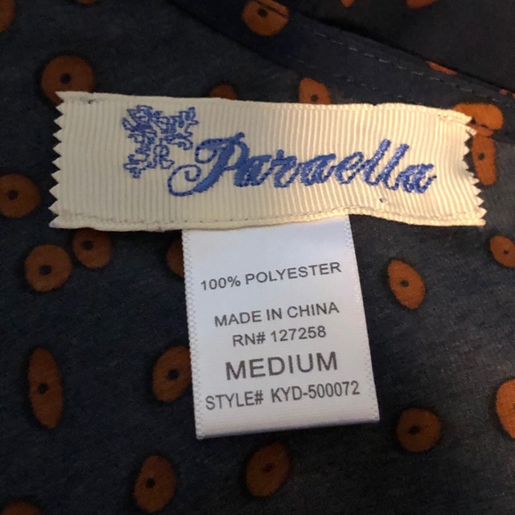 Paraella Navy with Burnt Orange Dot Dress - M - Picture 5 of 6